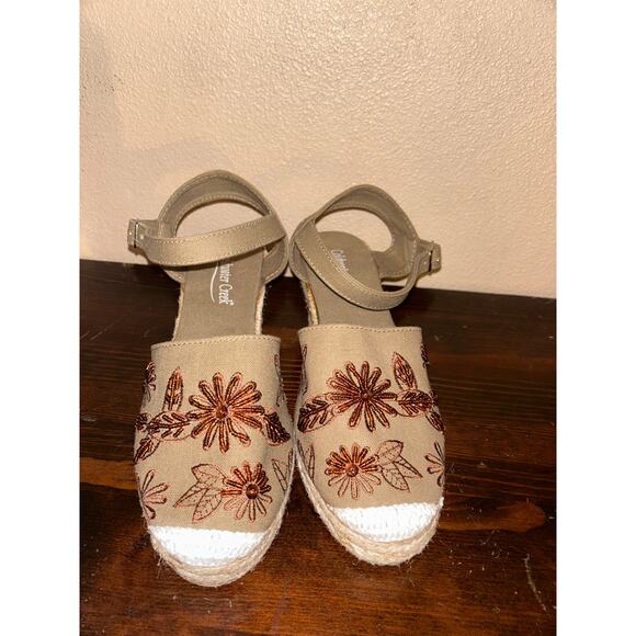 Coldwater Creek Coastal Cowgirl Hippie Beaded & Embroidered Espadrilles Wedges - Picture 3 of 7